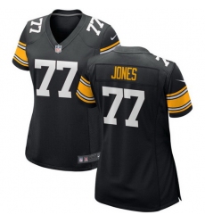 Women Pittsburgh Steelers 77 Broderick Jones Black Stitched Game Jersey