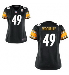 Women Steelers #49 Dwayne Woodruff Black Game Stitched NFL Jersey