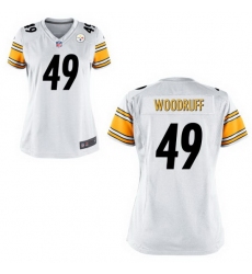 Women Steelers #49 Dwayne Woodruff White Game Stitched NFL Jersey