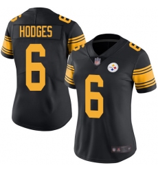 Women Steelers 6 Devlin Hodges Black Stitched Football Limited Rush Jersey