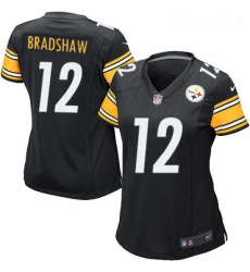 Womens Nike Pittsburgh Steelers 12 Terry Bradshaw Game Black Team Color NFL Jersey
