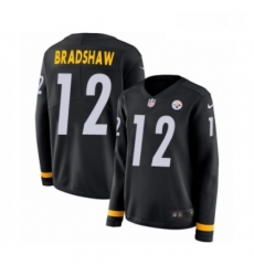 Womens Nike Pittsburgh Steelers 12 Terry Bradshaw Limited Black Therma Long Sleeve NFL Jersey