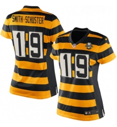 Womens Nike Pittsburgh Steelers 19 JuJu Smith Schuster Elite YellowBlack Alternate 80TH Anniversary Throwback NFL Jersey
