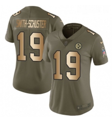 Womens Nike Pittsburgh Steelers 19 JuJu Smith Schuster Limited OliveGold 2017 Salute to Service NFL Jersey