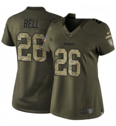 Womens Nike Pittsburgh Steelers 26 LeVeon Bell Elite Green Salute to Service NFL Jersey