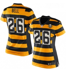 Womens Nike Pittsburgh Steelers 26 LeVeon Bell Elite YellowBlack Alternate 80TH Anniversary Throwback NFL Jersey