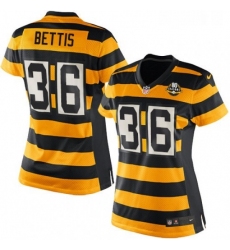 Womens Nike Pittsburgh Steelers 36 Jerome Bettis Elite YellowBlack Alternate 80TH Anniversary Throwback NFL Jersey