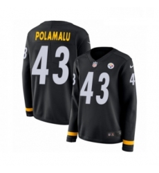 Womens Nike Pittsburgh Steelers 43 Troy Polamalu Limited Black Therma Long Sleeve NFL Jersey