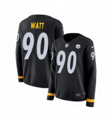 Womens Nike Pittsburgh Steelers 90 T J Watt Limited Black Therma Long Sleeve NFL Jersey