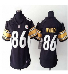 women New Steelers #86 Hines Ward Black Team Color NFL Elite Jersey