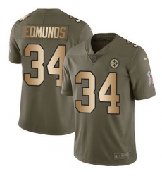 Nike Steelers #34 Terrell Edmunds Olive Gold Youth Stitched NFL Limited 2017 Salute to Service Jersey