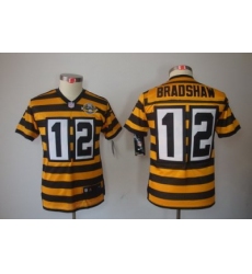Nike Youth Pittsburgh Steelers #12 Bradshaw Yellow-Black 80th Patch Limited Jerseys