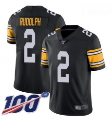 Steelers #2 Mason Rudolph Black Alternate Youth Stitched Football 100th Season Vapor Limited Jersey