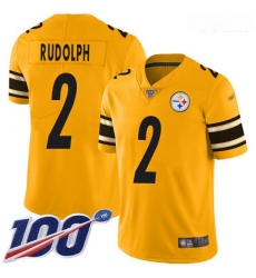 Steelers #2 Mason Rudolph Gold Youth Stitched Football Limited Inverted Legend 100th Season Jersey