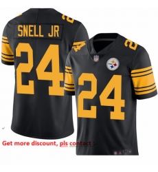 Steelers 24 Benny Snell Jr  Black Youth Stitched Football Limited Rush Jersey