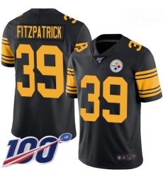 Steelers #39 Minkah Fitzpatrick Black Youth Stitched Football Limited Rush 100th Season Jersey