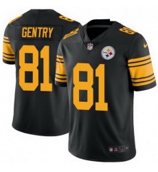 Youth Nike 81 Zach Gentry Pittsburgh Steelers Limited Black Color Rush Jersey