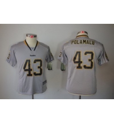 Youth Nike NFL Pittsburgh Steelers #43 Troy Polamalu Grey Jerseys[Elite Lights Out]