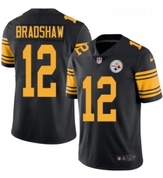 Youth Nike Pittsburgh Steelers 12 Terry Bradshaw Elite Black Rush Vapor Untouchable NFL Jersey