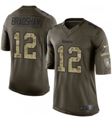 Youth Nike Pittsburgh Steelers 12 Terry Bradshaw Elite Green Salute to Service NFL Jersey