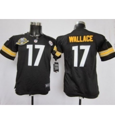 Youth Nike Pittsburgh Steelers #17 Mike Wallace Black NFL Jersey W 80TH Pat-ch