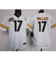 Youth Nike Pittsburgh Steelers #17 Mike Wallace White NFL Jersey W 80TH Pa-tch