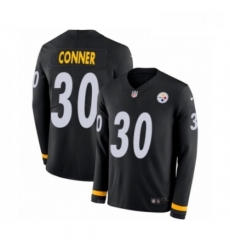 Youth Nike Pittsburgh Steelers 30 James Conner Limited Black Therma Long Sleeve NFL Jersey