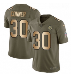 Youth Nike Pittsburgh Steelers 30 James Conner Limited OliveGold 2017 Salute to Service NFL Jersey