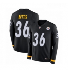 Youth Nike Pittsburgh Steelers 36 Jerome Bettis Limited Black Therma Long Sleeve NFL Jersey