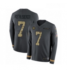 Youth Nike Pittsburgh Steelers 7 Ben Roethlisberger Limited Black Salute to Service Therma Long Sleeve NFL Jersey