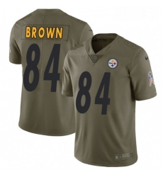 Youth Nike Pittsburgh Steelers 84 Antonio Brown Limited Olive 2017 Salute to Service NFL Jersey