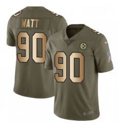 Youth Nike Pittsburgh Steelers 90 T J Watt Limited OliveGold 2017 Salute to Service NFL Jersey