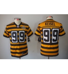 Youth Nike Pittsburgh Steelers 99# Brett Keisel Yellow-Black 80th Throwback Limited Jerseys