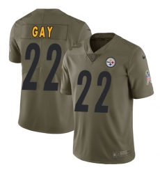 Youth Nike Steelers #22 William Gay Olive Stitched NFL Limited 2017 Salute to Service Jersey
