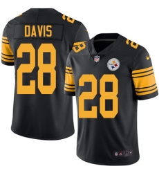 Youth Nike Steelers #28 Sean Davis Black Stitched NFL Limited Rush Jersey