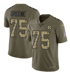 Youth Nike Steelers #75 Joe Greene Olive Camo Stitched NFL Limited 2017 Salute to Service Jersey