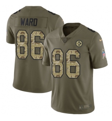 Youth Nike Steelers #86 Hines Ward Olive Camo Stitched NFL Limited 2017 Salute to Service Jersey