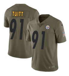 Youth Nike Steelers #91 Stephon Tuitt Olive Stitched NFL Limited 2017 Salute to Service Jersey