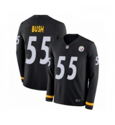 Youth Pittsburgh Steelers 55 Devin Bush Limited Black Therma Long Sleeve Football Jersey