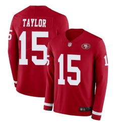 49ers 15 Trent Taylor Red Team Color Mens Stitched Football Limited Therma Long Sleeve Jersey