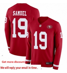 49ers 19 Deebo Samuel Red Team Color Men Stitched Football Limited Therma Long Sleeve Jersey