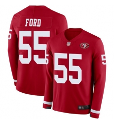 49ers 55 Dee Ford Red Team Color Mens Stitched Football Limited Therma Long Sleeve Jersey