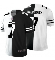 Men 49ers 7 Colin Kaepernick Black and White Splite Fashion Vapor Limited Jersey