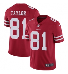 Men Nike 49ers #81 Trent Taylor Red Team Color Stitched NFL Vapor Untouchable Limited Jersey