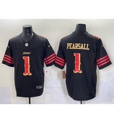 Men San Francisco 49ers 1 Ricky Pearsall Black 2025 F U S E Rivalries Vapor Limited Stitched Football Jersey