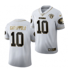 Men San Francisco 49ers 10 Jimmy Garoppolo White Gold 75th Anniversary Stitched Jersey