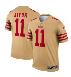 Men San Francisco 49ers 11 Brandon Aiyuk 2022 New Gold Inverted Legend Stitched Football Jersey