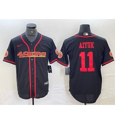 Men San Francisco 49ers 11 Brandon Aiyuk Black With Patch Cool Base Stitched Baseball Jersey