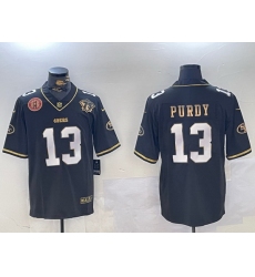 Men San Francisco 49ers 13 Brock Purdy Black Patch Vapor Limited Stitched Football Jersey 3