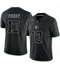 Men San Francisco 49ers 13 Brock Purdy Black Reflective Limited Stitched Football Jersey